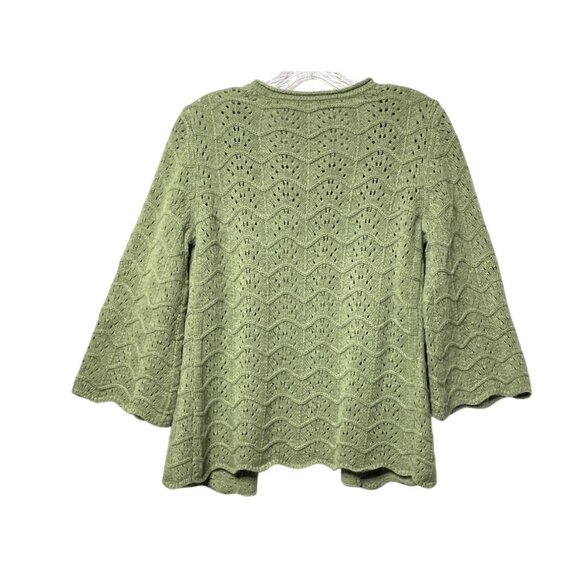 Vintage Tweeds Green Angora Wool Blend Loose Knit Cardigan Sweater Women's M - Picture 2 of 7